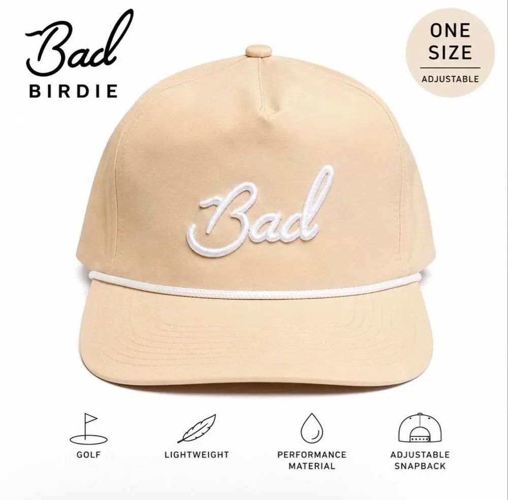 Bad Birdie “Bad” Rope Golf Snapback Hat Beige/Cream Adjustable One Size